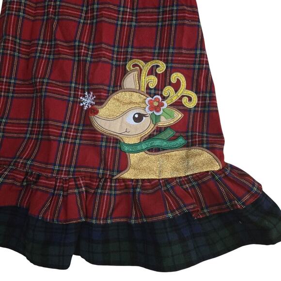 RARE EDITIONS girls CHRISTMAS Plaid Rudolph Jumper/Dress! Size 5T - MC1 - Picture 3 of 7